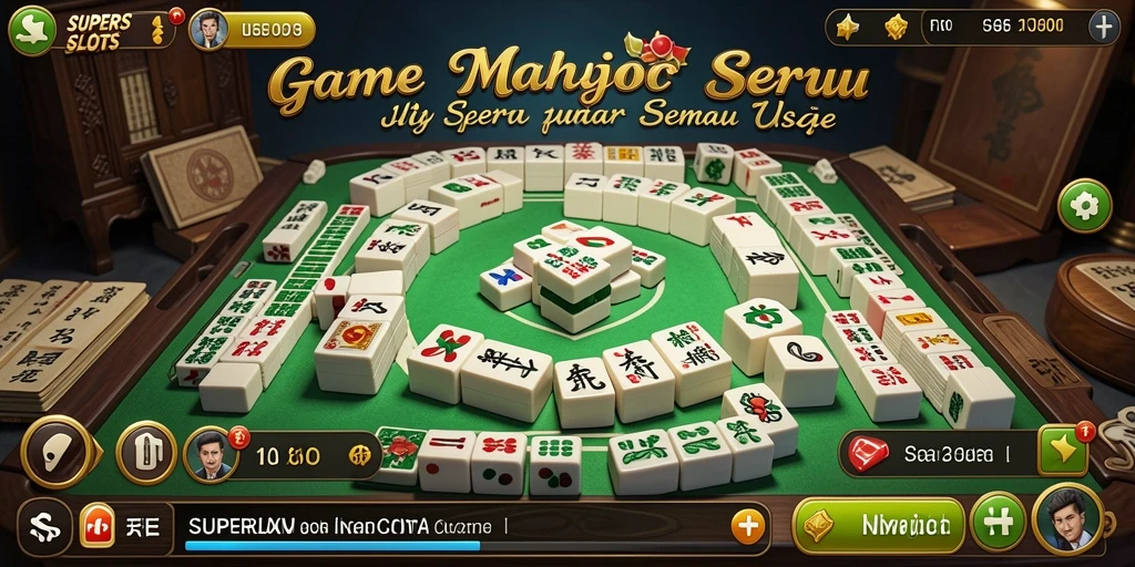 Screenshot gameplay dari SUPERSLOTS menampilkan level Mahjong yang penuh warna dan menarik.